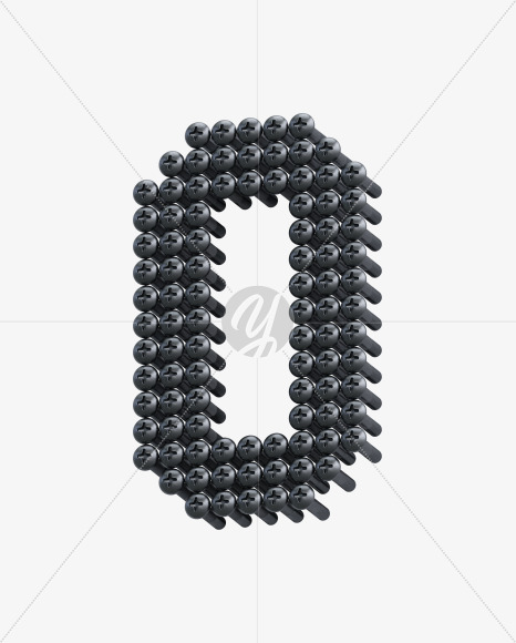 Letter O from Iron Screws View 5 - 3D Lettering on Yellow Images Creative Fonts - S64379