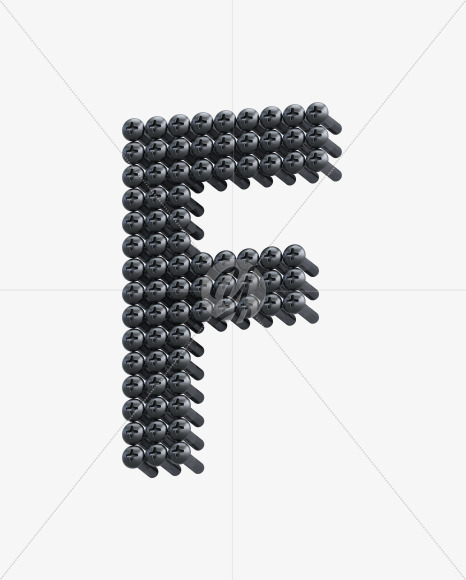 Letter F from Iron Screws View 5 - 3D Lettering on Yellow Images Creative Fonts - S64370