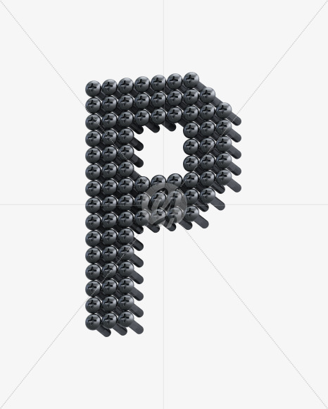 Letter P from Iron Screws View 5 - 3D Lettering on Yellow Images Creative Fonts - S64380