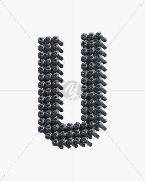 Letter U from Iron Screws View 5 - 3D Lettering on Yellow Images Creative Fonts - S64385