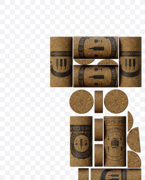 Letter V from Wine Cork View 1 - 3D Lettering on Yellow Images Creative Fonts - S63911