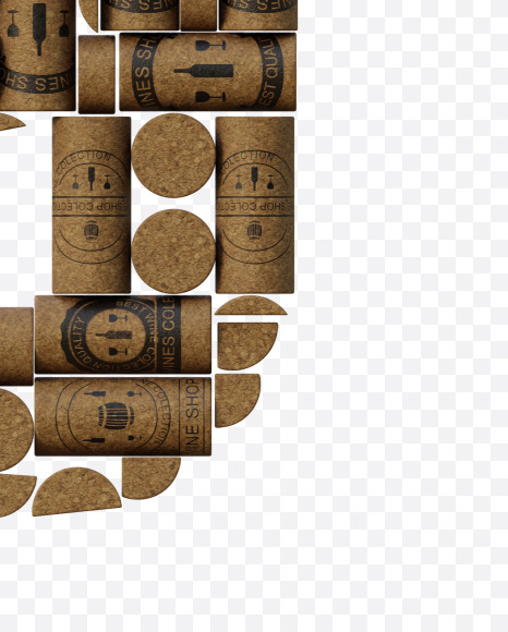 9 from Wine Cork View 1 - 3D Lettering on Yellow Images Creative Fonts - S63924