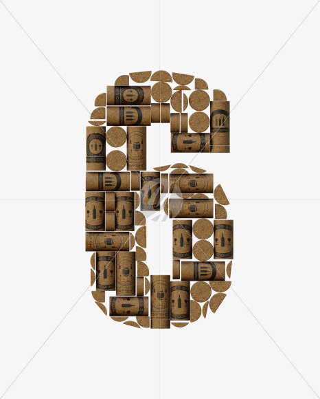 6 from Wine Cork View 1 - 3D Lettering on Yellow Images Creative Fonts - S63921