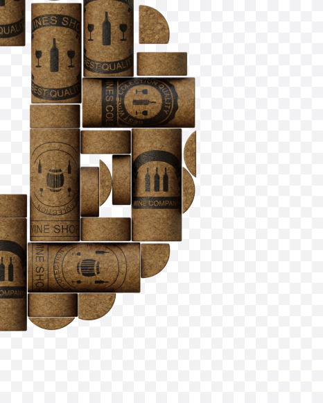 8 from Wine Cork View 1 - 3D Lettering on Yellow Images Creative Fonts - S63923