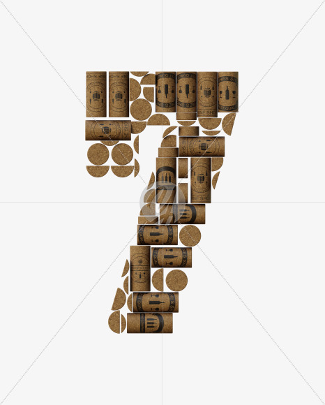 7 from Wine Cork View 1 - 3D Lettering on Yellow Images Creative Fonts - S63922