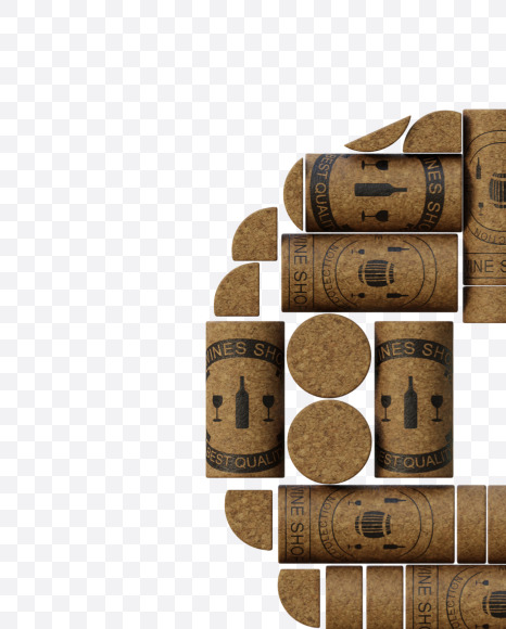 Letter S from Wine Cork View 1 - 3D Lettering on Yellow Images Creative Fonts - S63908