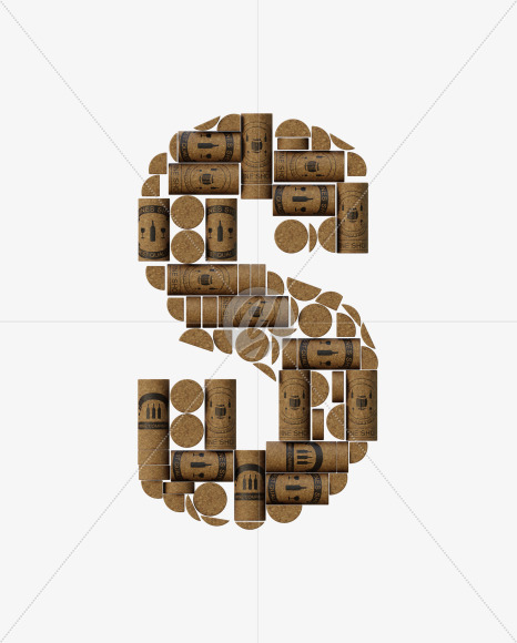 Letter S from Wine Cork View 1 - 3D Lettering on Yellow Images Creative Fonts - S63908