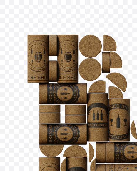 Letter M from Wine Cork View 1 - 3D Lettering on Yellow Images Creative Fonts - S63902