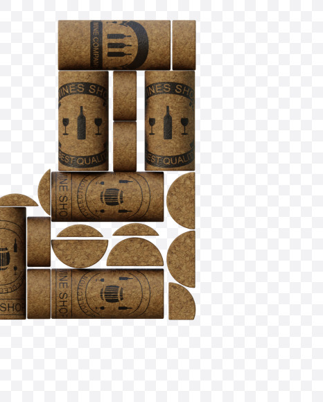 Letter L from Wine Cork View 1 - 3D Lettering on Yellow Images Creative Fonts - S63901