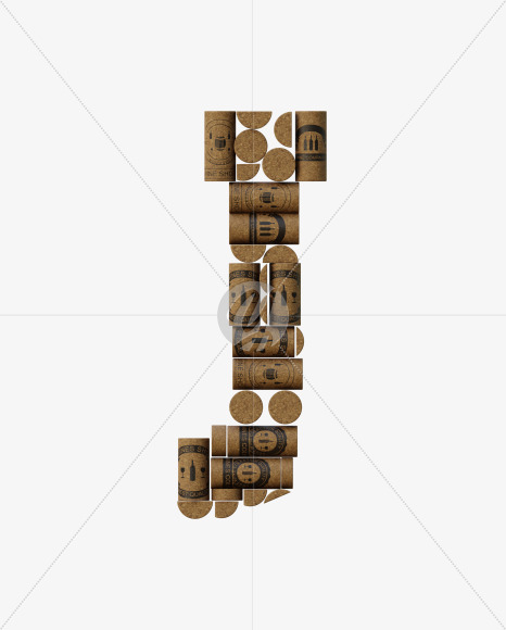 Letter J from Wine Cork View 1 - 3D Lettering on Yellow Images Creative Fonts - S63899