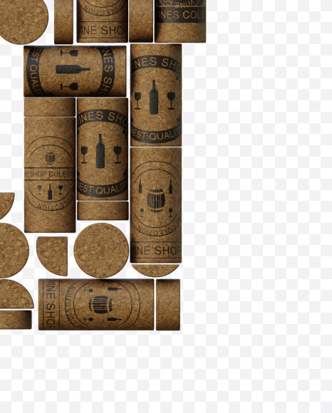 & from Wine Cork View 1 - 3D Lettering on Yellow Images Creative Fonts - S63929