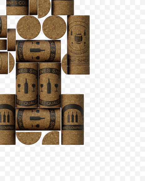 4 from Wine Cork View 1 - 3D Lettering on Yellow Images Creative Fonts - S63919