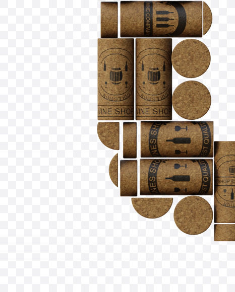 Letter C from Wine Cork View 1 - 3D Lettering on Yellow Images Creative Fonts - S63892