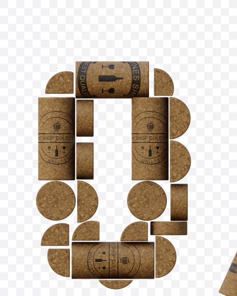 % from Wine Cork View 1 - 3D Lettering on Yellow Images Creative Fonts - S63930