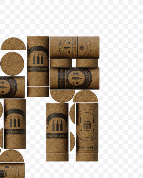 Letter T from Wine Cork View 1 - 3D Lettering on Yellow Images Creative Fonts - S63909