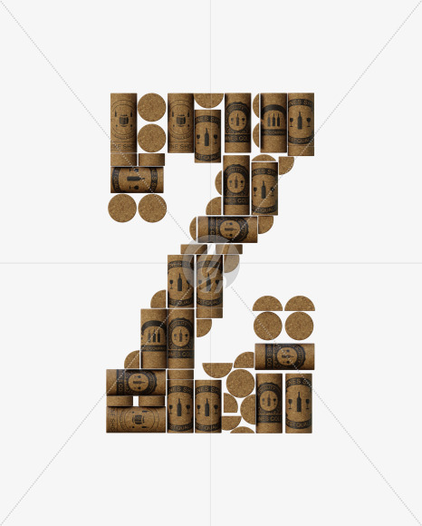 Letter Z from Wine Cork View 1 - 3D Lettering on Yellow Images Creative Fonts - S63915