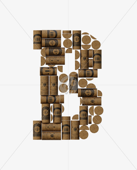 Letter B from Wine Cork View 1 - 3D Lettering on Yellow Images Creative Fonts - S63891