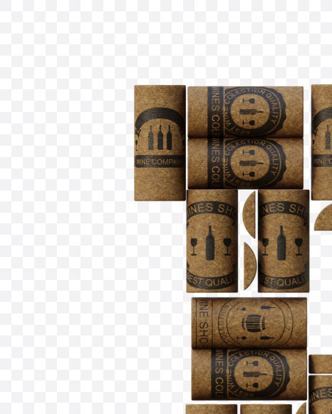 Letter F from Wine Cork View 1 - 3D Lettering on Yellow Images Creative Fonts - S63895