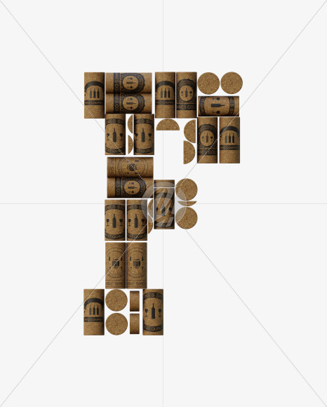 Letter F from Wine Cork View 1 - 3D Lettering on Yellow Images Creative Fonts - S63895