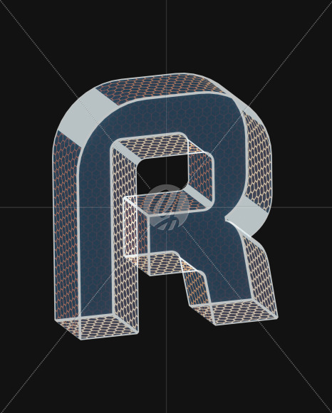 Letter R from Unique Future View 5 - 3D Lettering on Yellow Images Creative Fonts - S63949