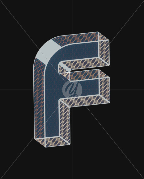 Letter F from Unique Future View 5 - 3D Lettering on Yellow Images Creative Fonts - S63937