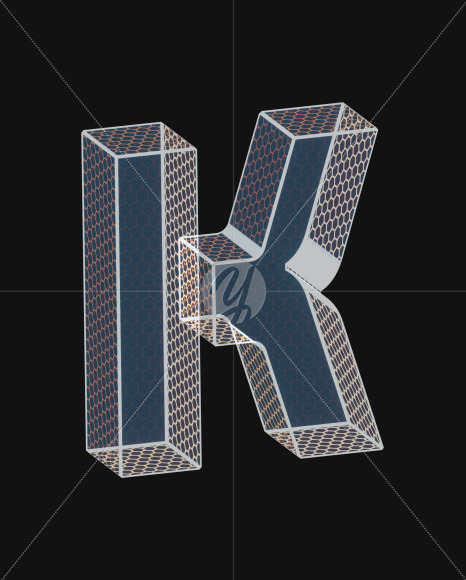 Letter K from Unique Future View 5 - 3D Lettering on Yellow Images Creative Fonts - S63942