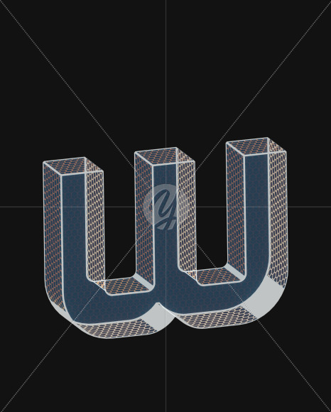 Letter W from Unique Future View 5 - 3D Lettering on Yellow Images Creative Fonts - S63954