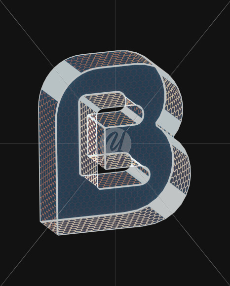 Letter B from Unique Future View 5 - 3D Lettering on Yellow Images Creative Fonts - S63933