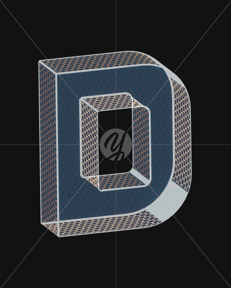 Letter D from Unique Future View 5 - 3D Lettering on Yellow Images Creative Fonts - S63935