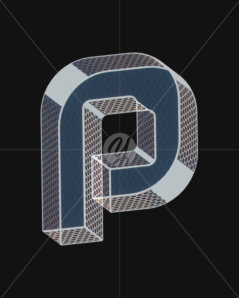 Letter P from Unique Future View 5 - 3D Lettering on Yellow Images Creative Fonts - S63947