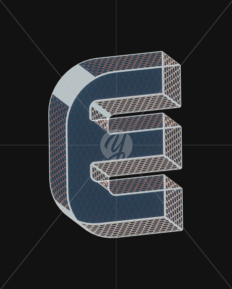 Letter E from Unique Future View 5 - 3D Lettering on Yellow Images Creative Fonts - S63936