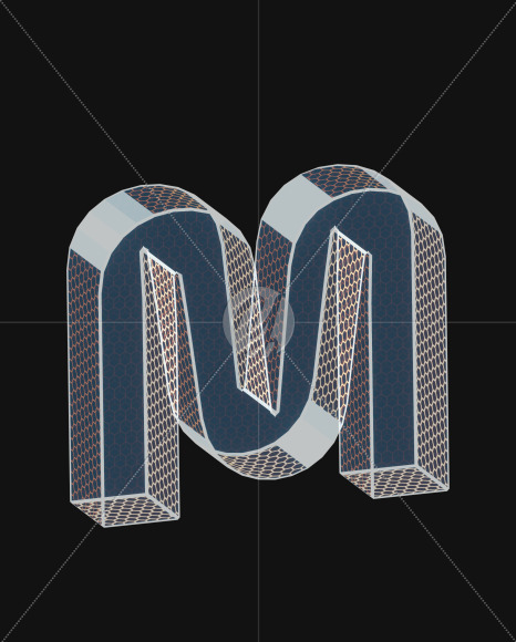 Letter M from Unique Future View 5 - 3D Lettering on Yellow Images Creative Fonts - S63944