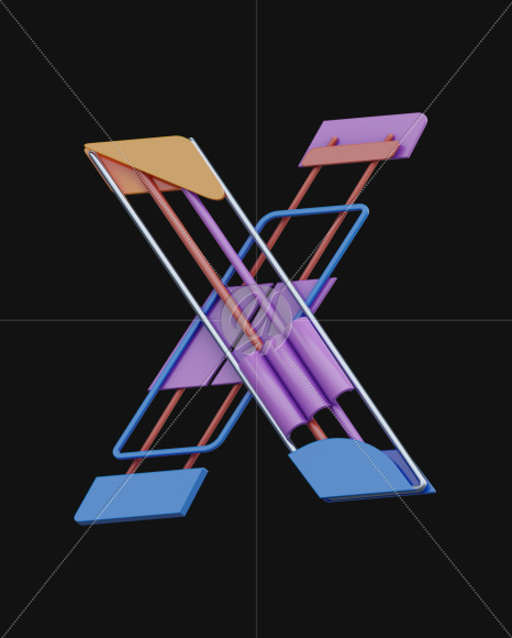 Letter X from Colorful Geometry View 5 - 3D Lettering on Yellow Images Creative Fonts - S64260