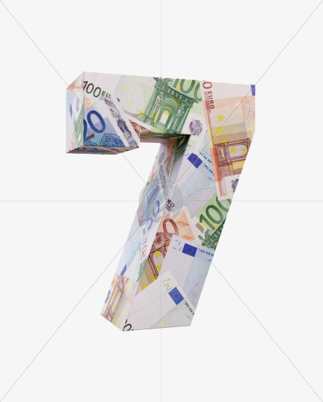 7 from Euro bill alphabet on Yellow Images Creative Fonts - S63688