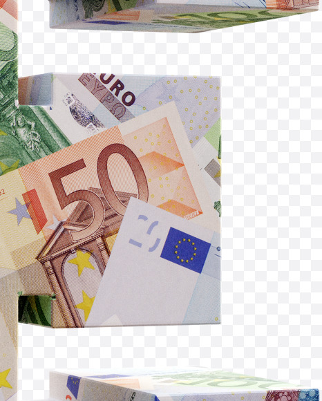 Letter E from Euro bill alphabet on Yellow Images Creative Fonts - S63658