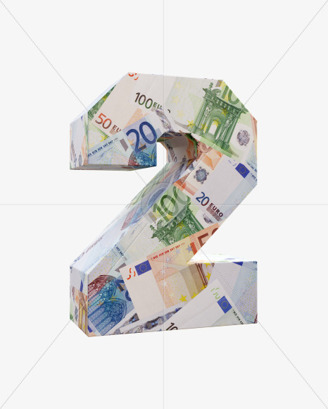 2 from Euro bill alphabet on Yellow Images Creative Fonts - S63683