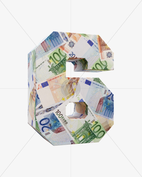 6 from Euro bill alphabet on Yellow Images Creative Fonts - S63687