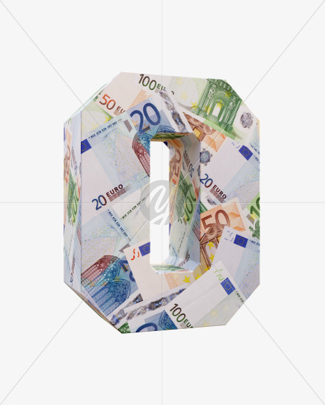 Letter O from Euro bill alphabet on Yellow Images Creative Fonts - S63669