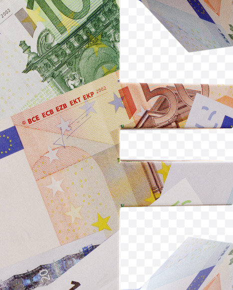 euro from Euro bill alphabet on Yellow Images Creative Fonts - S63659