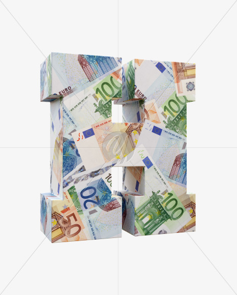 Letter H from Euro bill alphabet on Yellow Images Creative Fonts - S63662