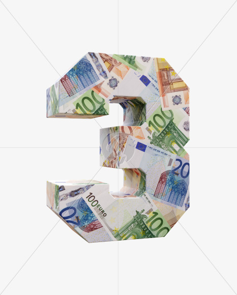 3 from Euro bill alphabet on Yellow Images Creative Fonts - S63684