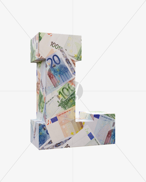 Letter L from Euro bill alphabet on Yellow Images Creative Fonts - S63666