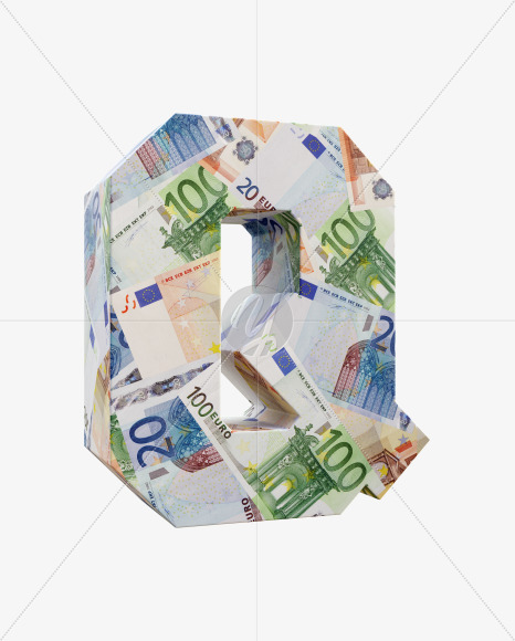 Letter Q from Euro bill alphabet on Yellow Images Creative Fonts - S63671