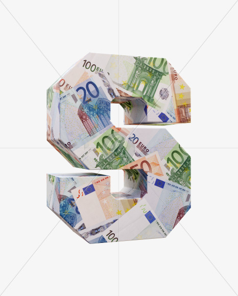 Letter S from Euro bill alphabet on Yellow Images Creative Fonts - S63673