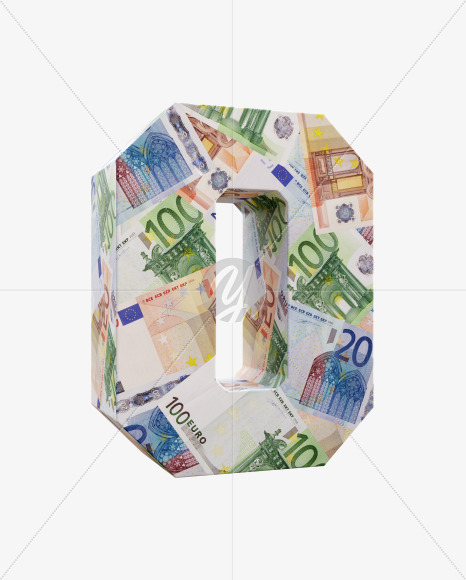 0 from Euro bill alphabet on Yellow Images Creative Fonts - S63681