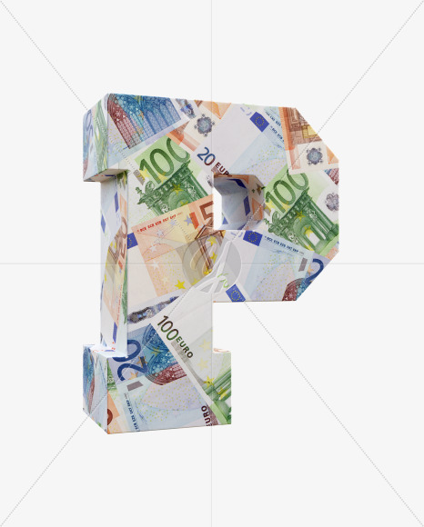 Letter P from Euro bill alphabet on Yellow Images Creative Fonts - S63670