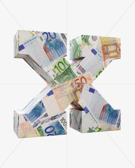 Letter X from Euro bill alphabet on Yellow Images Creative Fonts - S63678