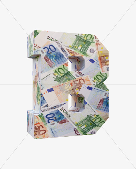 Letter B from Euro bill alphabet on Yellow Images Creative Fonts - S63655