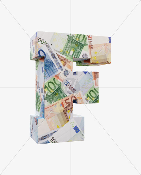 Letter F from Euro bill alphabet on Yellow Images Creative Fonts - S63660