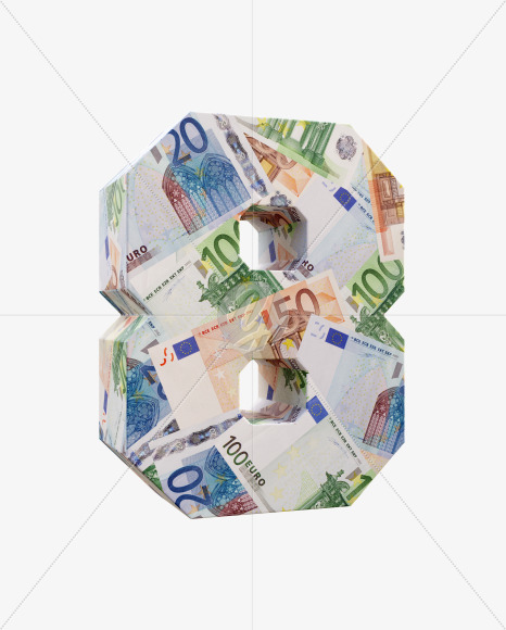 8 from Euro bill alphabet on Yellow Images Creative Fonts - S63689